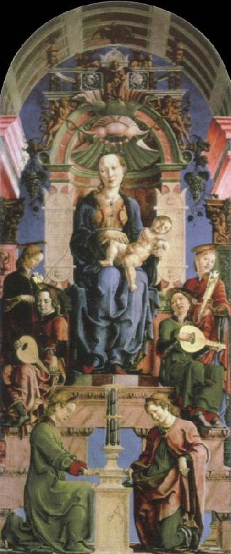 Cosimo Tura virgin and child enthroned oil painting picture